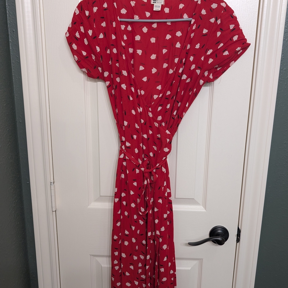 Billabong Red Midi Dress with White Accents